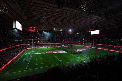 210226 - Wales v Scotland - Guinness Men's Six Nations - Light show before the match 