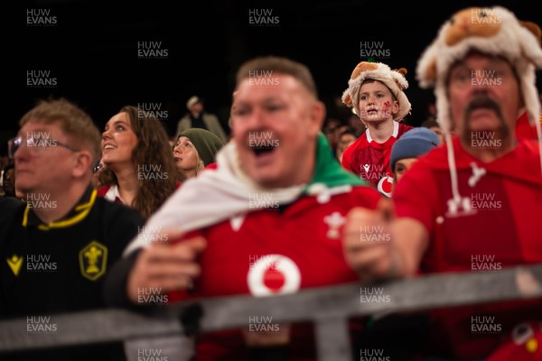 210226 - Wales v Scotland - Guinness Six Nations - Fans react inside the Stadium during the match 