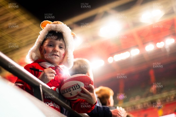 210226 - Wales v Scotland - Guinness Six Nations - Fans react inside the Stadium during the match 