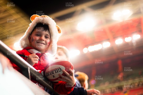 210226 - Wales v Scotland - Guinness Six Nations - Fans react inside the Stadium during the match 