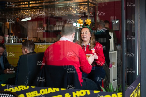 210226 - Wales v Scotland - Guinness Six Nations - Fans in Cardiff City centre ahead of the game 