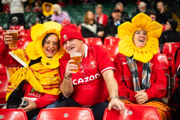 210226 - Wales v Scotland - Guinness Six Nations - Fans react inside the Stadium during the match 