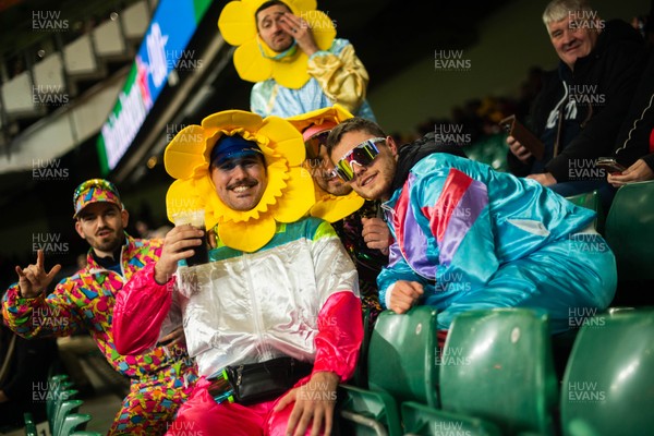 210226 - Wales v Scotland - Guinness Six Nations - Fans react inside the Stadium during the match 