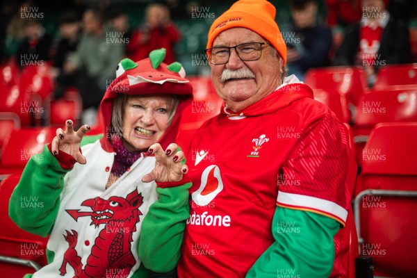 210226 - Wales v Scotland - Guinness Six Nations - Fans react inside the Stadium during the match 