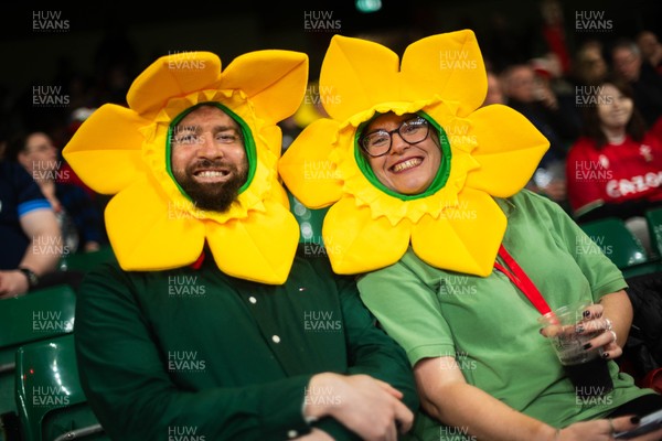 210226 - Wales v Scotland - Guinness Six Nations - Fans react inside the Stadium during the match 