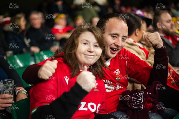 210226 - Wales v Scotland - Guinness Six Nations - Fans react inside the Stadium during the match 