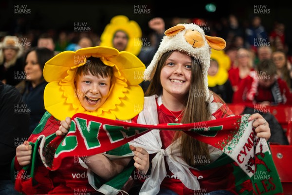210226 - Wales v Scotland - Guinness Six Nations - Fans react inside the Stadium during the match 