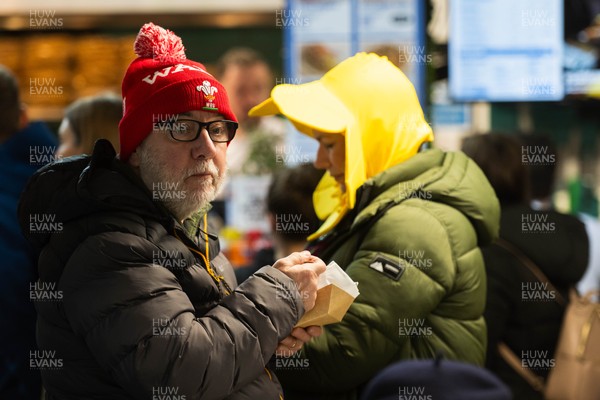 210226 - Wales v Scotland - Guinness Six Nations - Fans in Cardiff City centre ahead of the game 