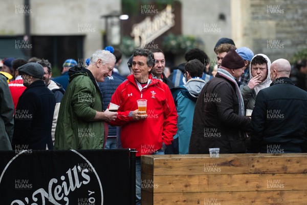 210226 - Wales v Scotland - Guinness Six Nations - Fans in Cardiff City centre ahead of the game 