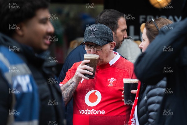 210226 - Wales v Scotland - Guinness Six Nations - Fans in Cardiff City centre ahead of the game 