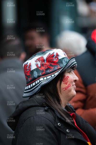 210226 - Wales v Scotland - Guinness Six Nations - Fans in Cardiff City centre ahead of the game 