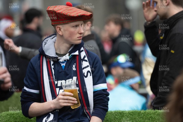 210226 - Wales v Scotland - Guinness Six Nations - Fans in Cardiff City centre ahead of the game 