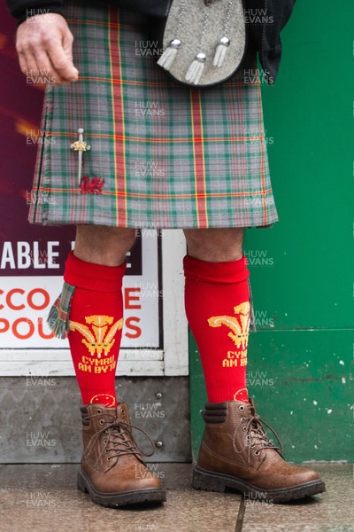 210226 - Wales v Scotland - Guinness Six Nations - Fans in Cardiff City centre ahead of the game 