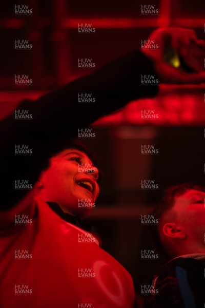 210226 - Wales v Scotland - Guinness Six Nations - Fans react inside the Stadium during the match 