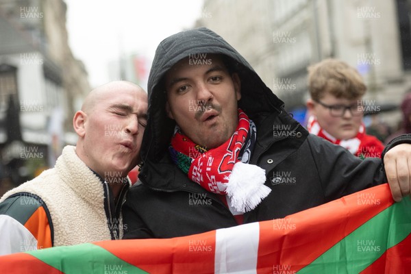 210226 - Wales v Scotland - Guinness Six Nations - Fans in Cardiff City centre ahead of the game 