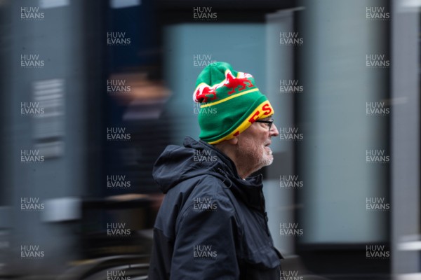 210226 - Wales v Scotland - Guinness Six Nations - Fans in Cardiff City centre ahead of the game 