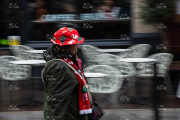 210226 - Wales v Scotland - Guinness Six Nations - Fans in Cardiff City centre ahead of the game 
