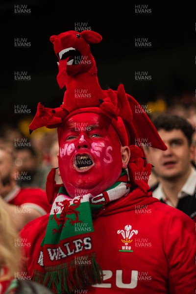 210226 - Wales v Scotland - Guinness Six Nations - Fans react inside the Stadium during the match 