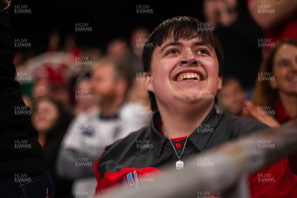 210226 - Wales v Scotland - Guinness Six Nations - Fans react inside the Stadium during the match 