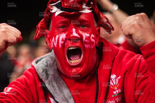 210226 - Wales v Scotland - Guinness Six Nations - Fans react inside the Stadium during the match 