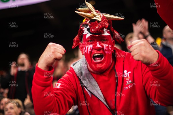 210226 - Wales v Scotland - Guinness Six Nations - Fans react inside the Stadium during the match 
