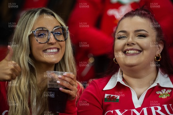 210226 - Wales v Scotland - Guinness Six Nations - Fans react inside the Stadium during the match 