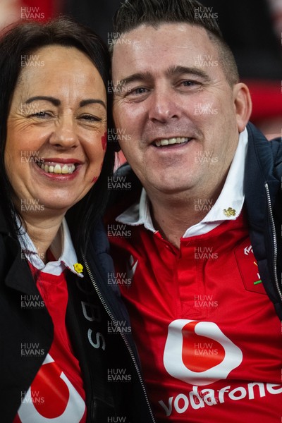 210226 - Wales v Scotland - Guinness Six Nations - Fans react inside the Stadium during the match 
