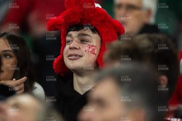 210226 - Wales v Scotland - Guinness Six Nations - Fans react inside the Stadium during the match 
