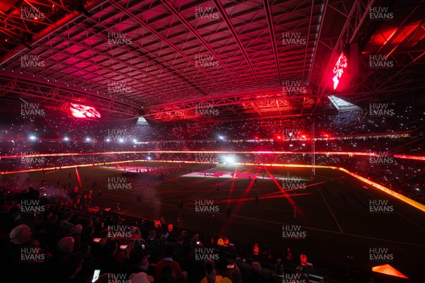 210226 - Wales v Scotland - Guinness Six Nations - Fans’ eye view of the pre match lighting and pyrotechnics 