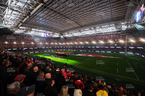 210226 - Wales v Scotland - Guinness Six Nations - Fans’ eye view of the pre match lighting and pyrotechnics 