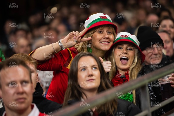 210226 - Wales v Scotland - Guinness Six Nations - Fans react inside the Stadium during the match 