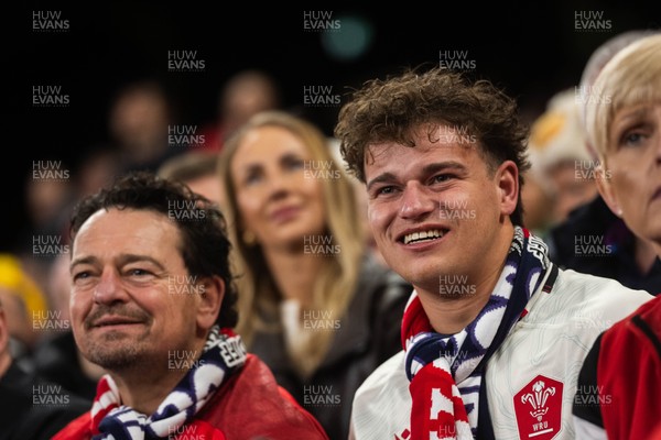 210226 - Wales v Scotland - Guinness Six Nations - Fans react inside the Stadium during the match 
