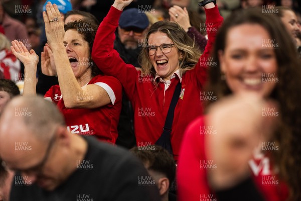 210226 - Wales v Scotland - Guinness Six Nations - Fans react inside the Stadium during the match 