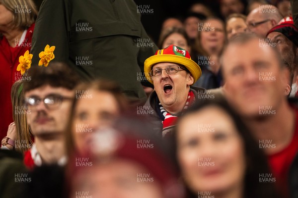 210226 - Wales v Scotland - Guinness Six Nations - Fans react inside the Stadium during the match 