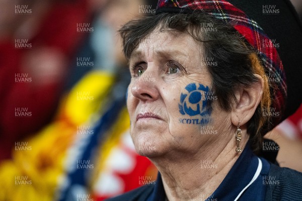 210226 - Wales v Scotland - Guinness Six Nations - Fans react inside the Stadium during the match 