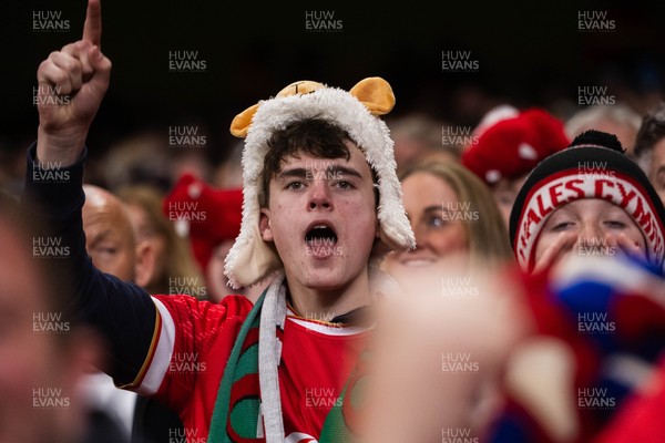 210226 - Wales v Scotland - Guinness Six Nations - Fans react inside the Stadium during the match 
