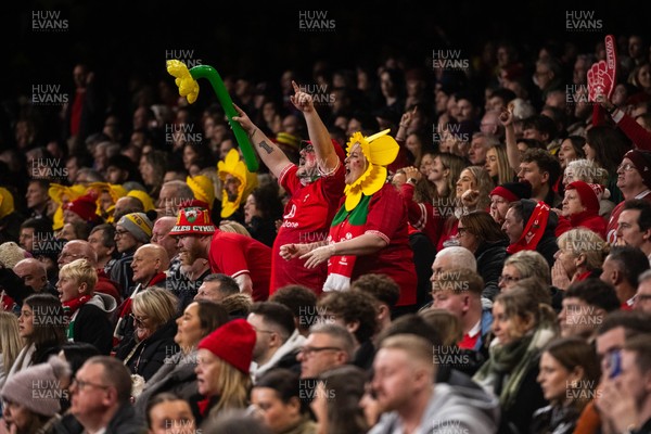 210226 - Wales v Scotland - Guinness Six Nations - Fans react inside the Stadium during the match 