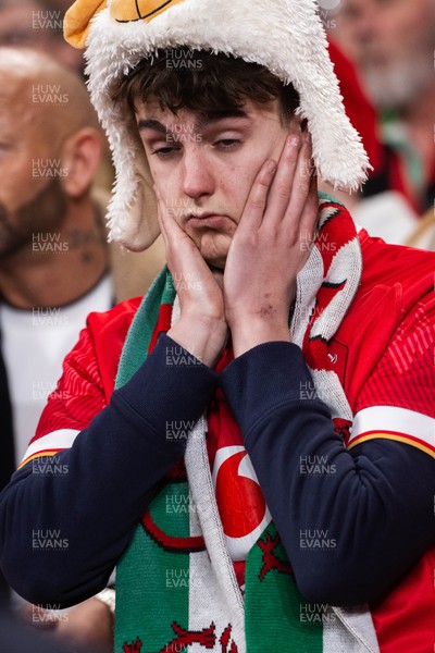 210226 - Wales v Scotland - Guinness Six Nations - Fans react inside the Stadium during the match 
