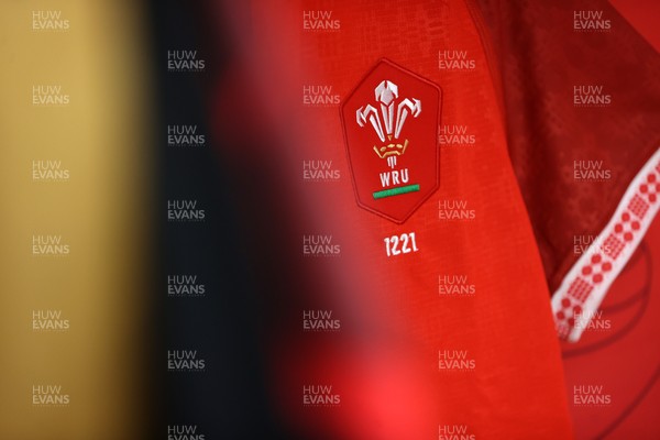 210226 - Wales v Scotland - Guinness Six Nations Championship - Gabriel Hamer-Webb of Wales jersey in the dressing room before the game