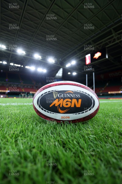 210226 - Wales v Scotland - Guinness Six Nations Championship - General View of a ball in Principality Stadium