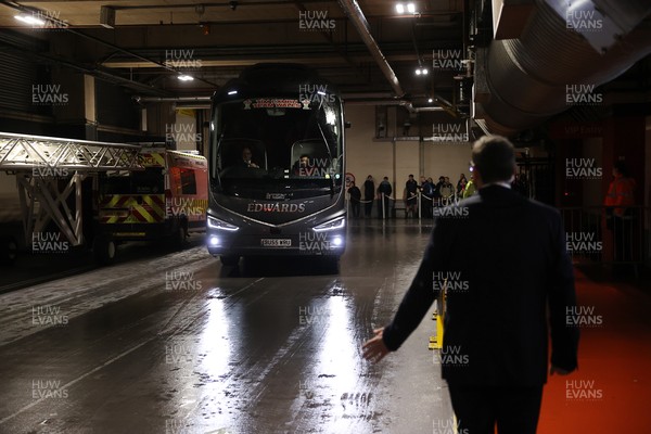 210226 - Wales v Scotland - Guinness Six Nations Championship - Wales team bus arrives