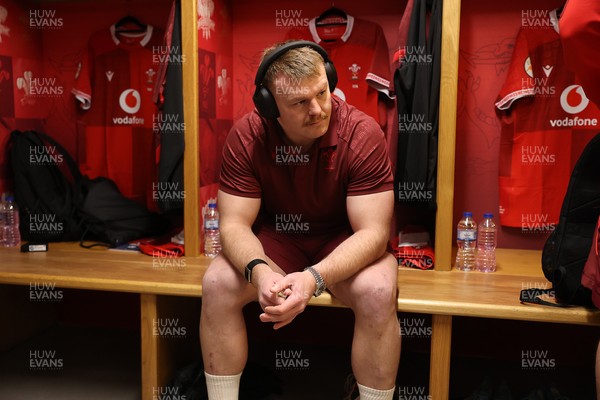 210226 - Wales v Scotland - Guinness Six Nations Championship - Dewi Lake of Wales in the dressing room before the game