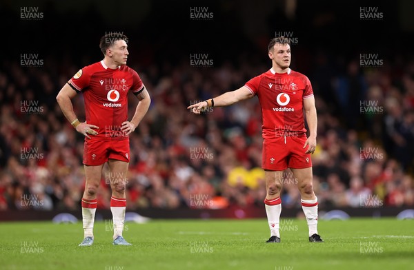 210226 - Wales v Scotland - Guinness Six Nations Championship - Josh Adams and Jarrod Evans of Wales 