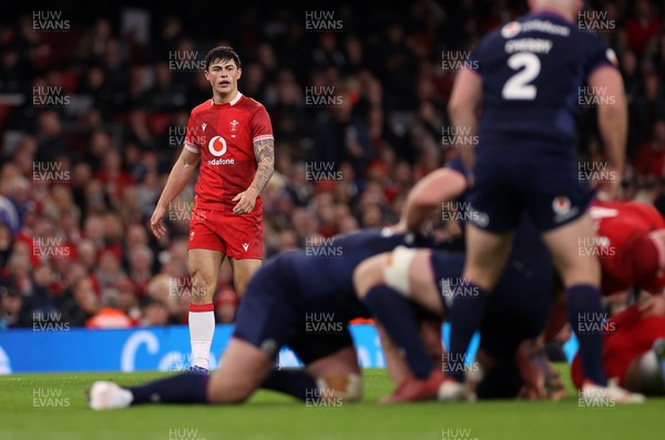 210226 - Wales v Scotland - Guinness Six Nations Championship - Louis Rees-Zammit of Wales 