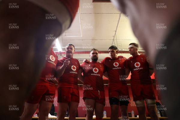 210226 - Wales v Scotland - Guinness Six Nations Championship - Dewi Lake of Wales speaks to the team in the changing room