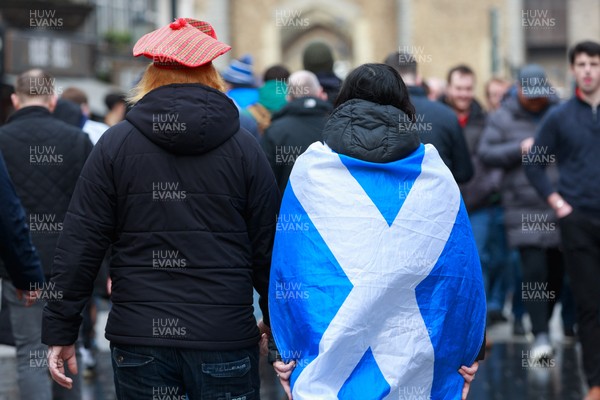 210226 - Wales v Scotland - Guinness Six Nations - Scotland fans in Cardiff before the match