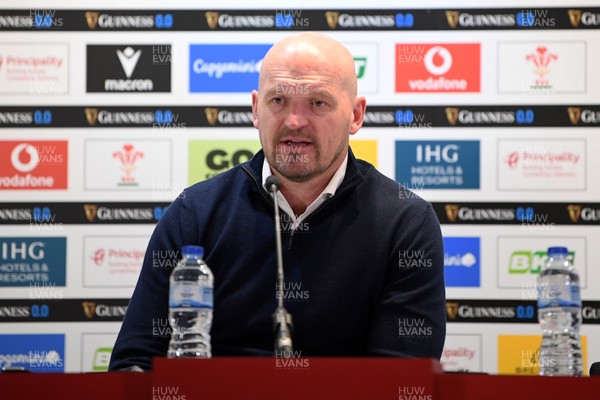 210226 - Wales v Scotland - Guinness Men's Six Nations - Scotland Head Coach, Gregor Townsend speaks in a press conference after the match