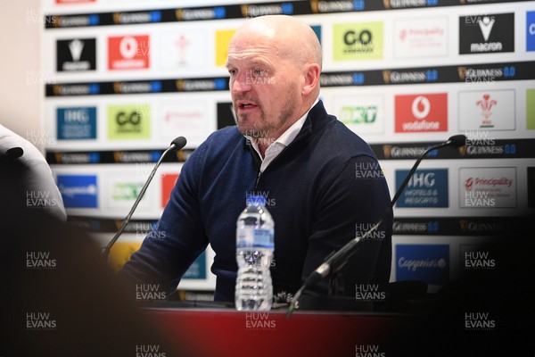 210226 - Wales v Scotland - Guinness Men's Six Nations - Scotland Head Coach, Gregor Townsend speaks in a press conference after the match