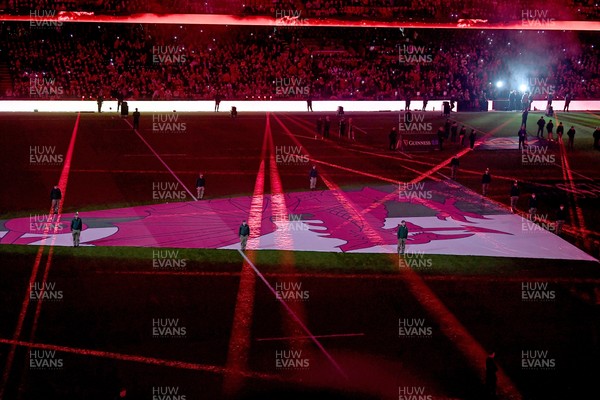 210226 - Wales v Scotland - Guinness Men's Six Nations - Light show before the match 