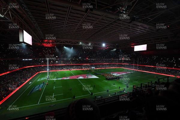 210226 - Wales v Scotland - Guinness Men's Six Nations - Light show before the match 